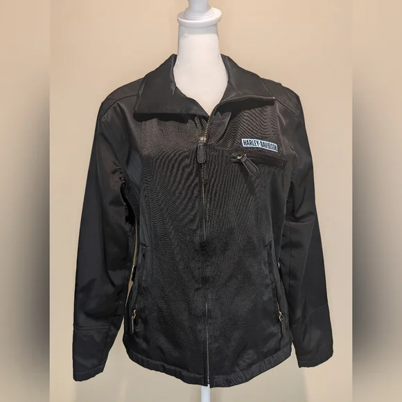 Harley-Davidson Women's Black Nylon Bomber Riding Jacket RN 103819 - Picture 1 of 16